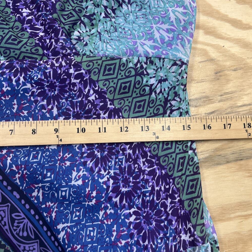 Dressbarn Y2K Babydoll Fairy Asymmetrical Dress Size 8 Sheer Patchwork Festival - Picture 15 of 16